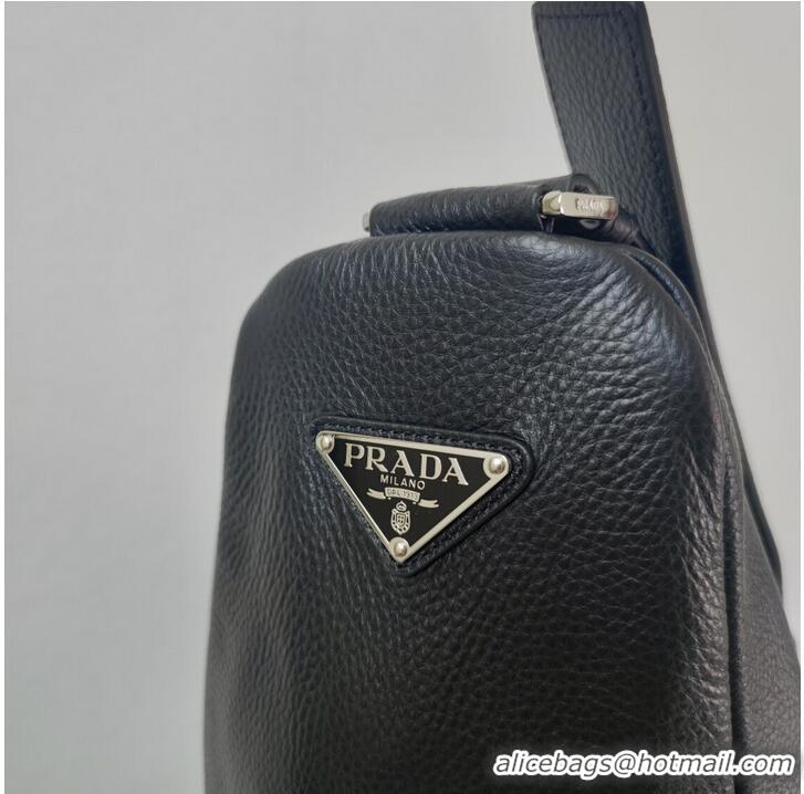 Top Quality Prada Deer skin Leather Triangle shoulder bag 2VD012 black