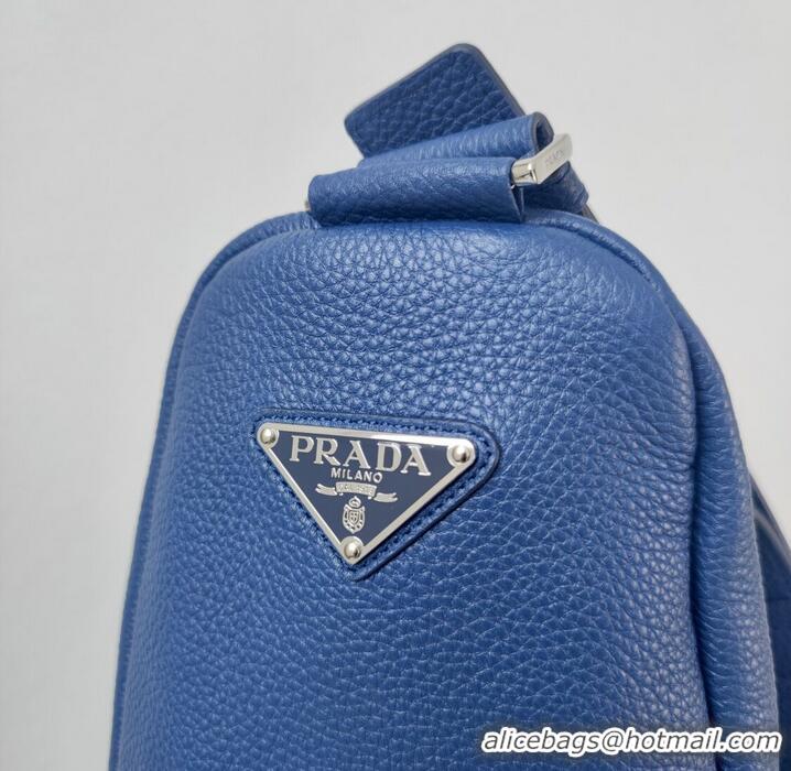 Famous Brand Prada Deer skin Leather Triangle shoulder bag 2VD012 blue