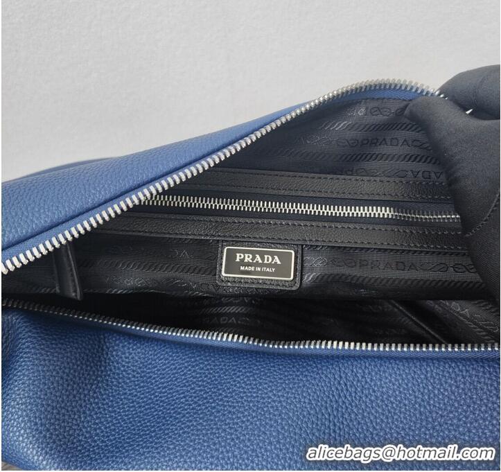 Famous Brand Prada Deer skin Leather Triangle shoulder bag 2VD012 blue