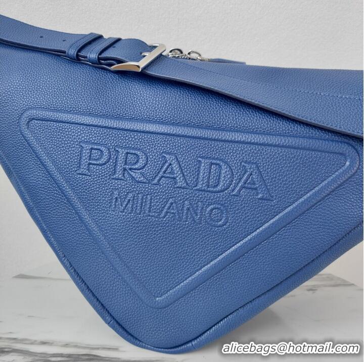 Famous Brand Prada Deer skin Leather Triangle shoulder bag 2VD012 blue