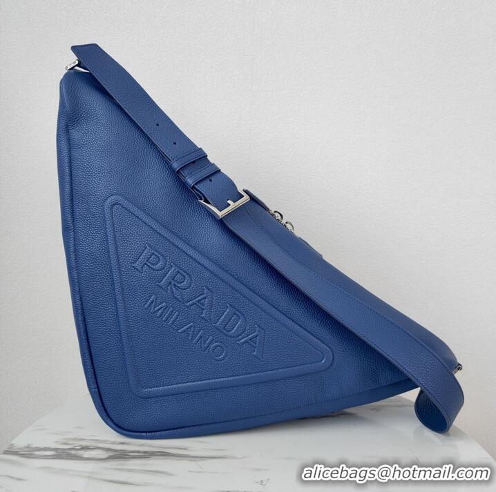 Famous Brand Prada Deer skin Leather Triangle shoulder bag 2VD012 blue