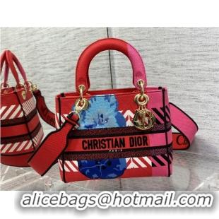 Unique Grade Dior MEDIUM LADY D-LITE BAG Embroidered C0420 rose