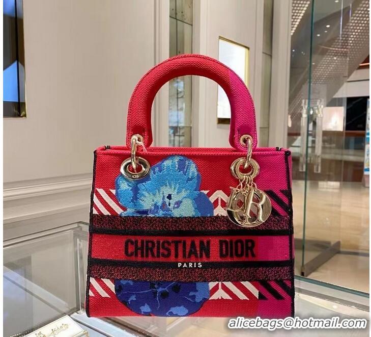 Unique Grade Dior MEDIUM LADY D-LITE BAG Embroidered C0420 rose