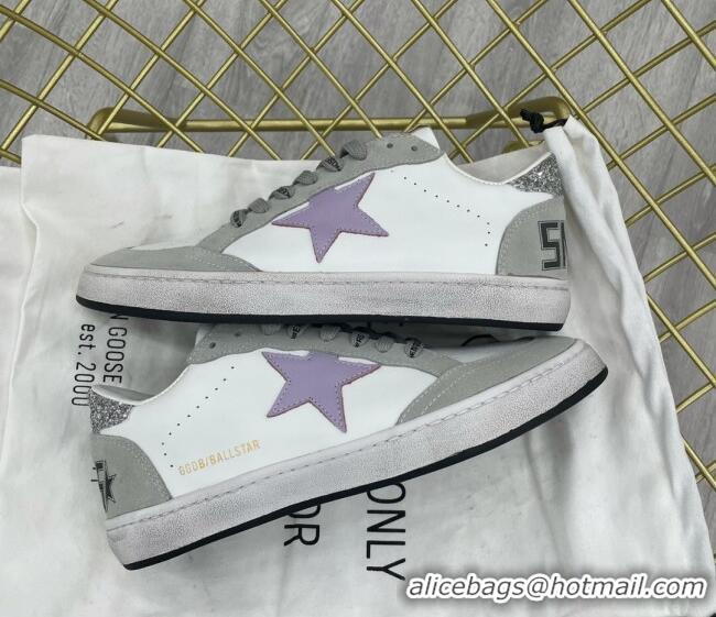 Sumptuous Golden Goose GGDB Leather Ball Star Sneakers White/Grey/Purple 052111