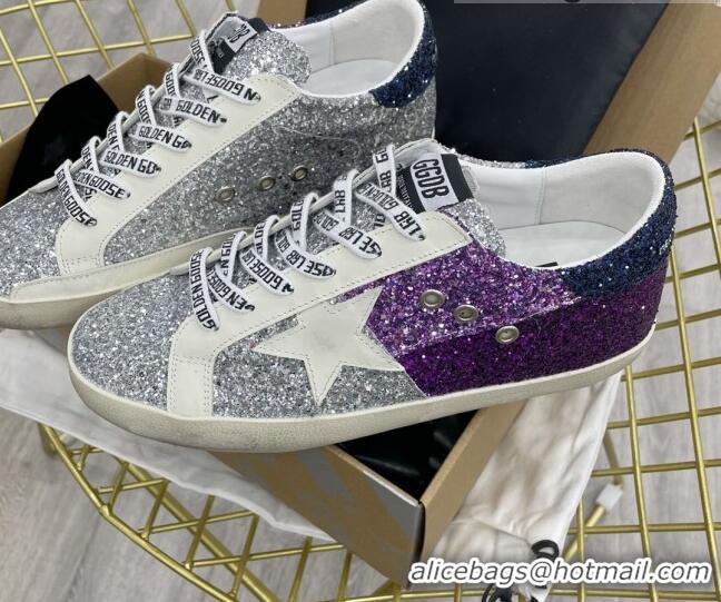 Duplicate Golden Goose GGDB Glitter Super-Star Sneakers Silver 052114