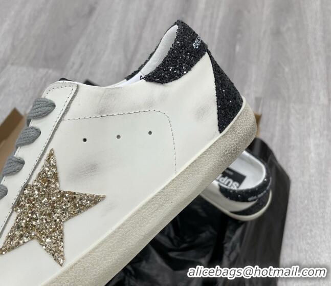 Low Cost Golden Goose GGDB Leather Super-Star Sneakers with Gold Glitter Star White 052117