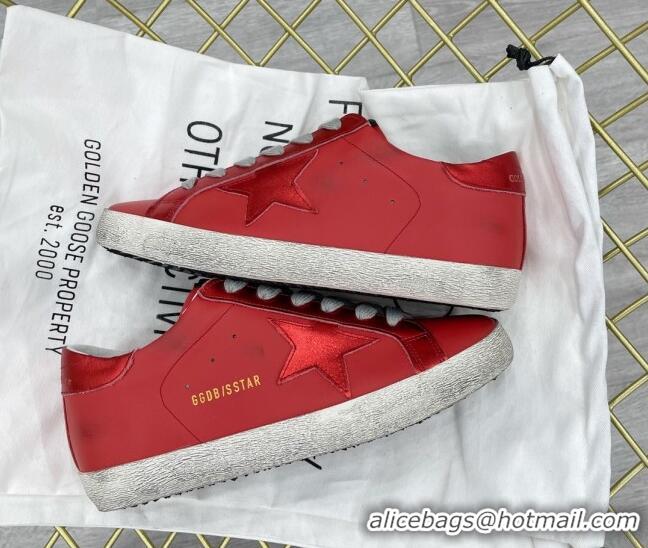 Low Price Golden Goose GGDB Leather Super-Star Sneakers Red 052119