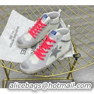 Cheap Price Golden Goose GGDB Leather Mid Star Sneakers White/Silver/Pink 052124