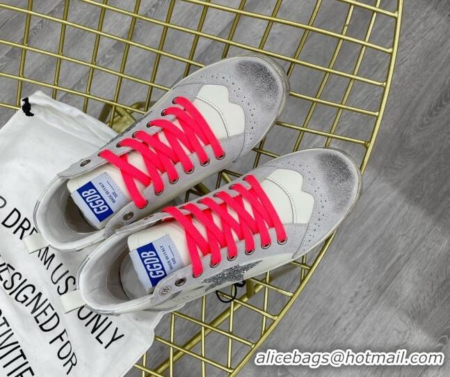 Cheap Price Golden Goose GGDB Leather Mid Star Sneakers White/Silver/Pink 052124