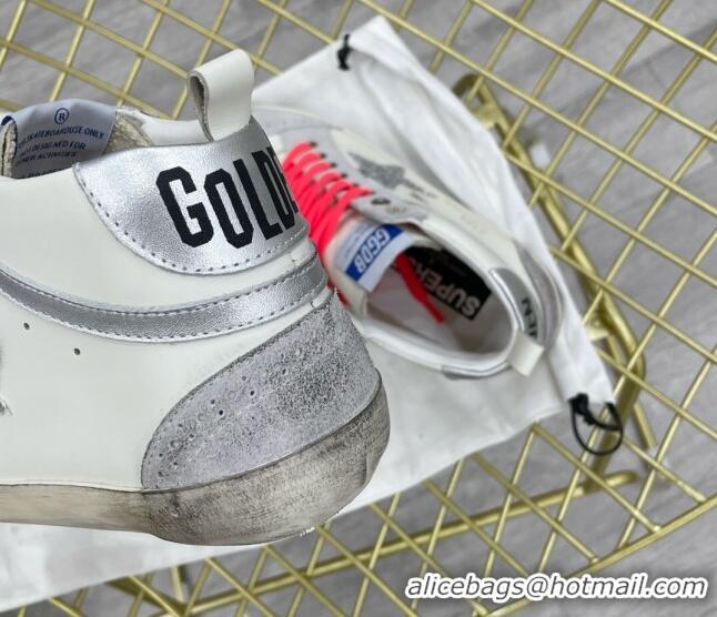 Cheap Price Golden Goose GGDB Leather Mid Star Sneakers White/Silver/Pink 052124