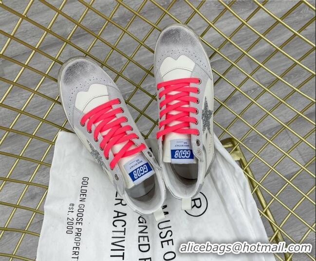 Cheap Price Golden Goose GGDB Leather Mid Star Sneakers White/Silver/Pink 052124