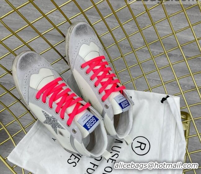 Cheap Price Golden Goose GGDB Leather Mid Star Sneakers White/Silver/Pink 052124