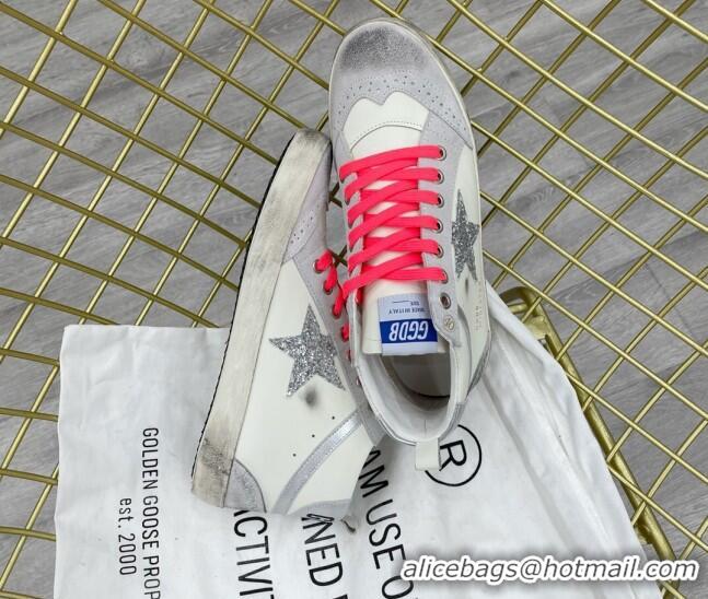 Cheap Price Golden Goose GGDB Leather Mid Star Sneakers White/Silver/Pink 052124