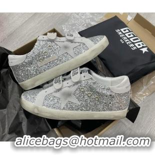 Discount Golden Goose GGDB Glitter Super-Star Sneakers Silver 052125