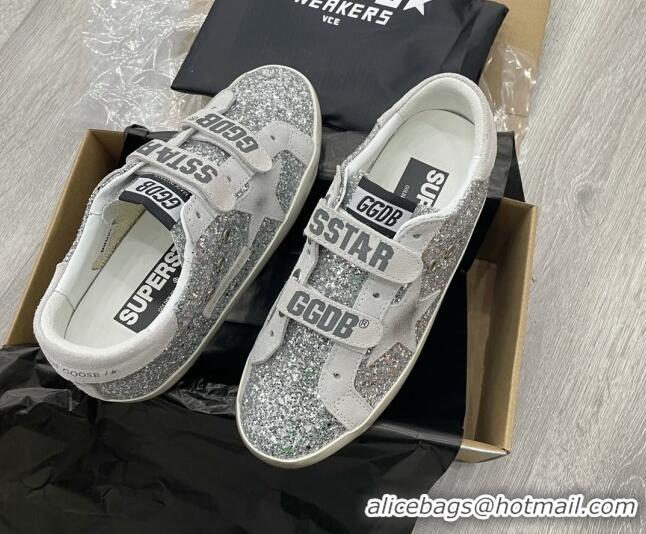 Discount Golden Goose GGDB Glitter Super-Star Sneakers Silver 052125