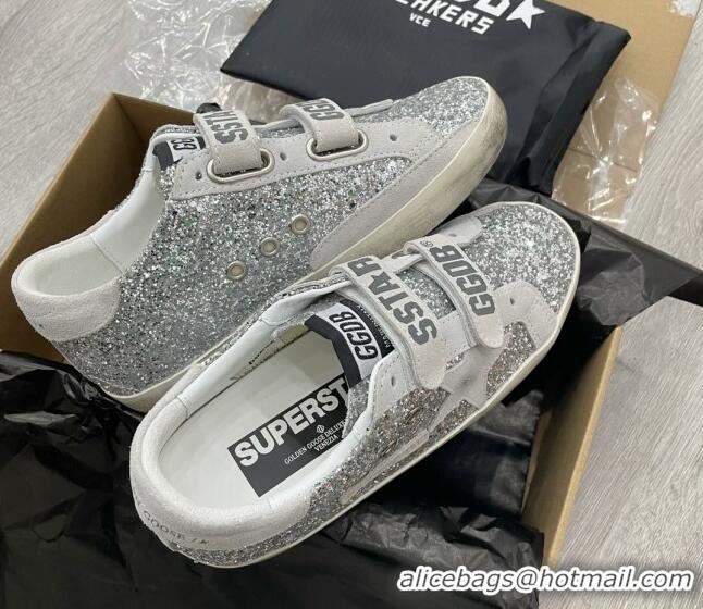 Discount Golden Goose GGDB Glitter Super-Star Sneakers Silver 052125