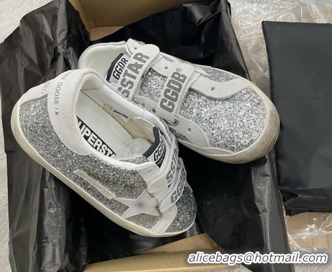 Discount Golden Goose GGDB Glitter Super-Star Sneakers Silver 052125