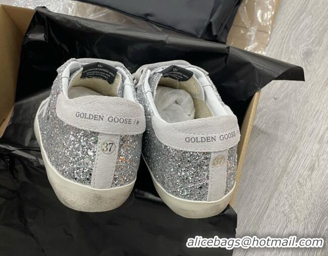 Discount Golden Goose GGDB Glitter Super-Star Sneakers Silver 052125