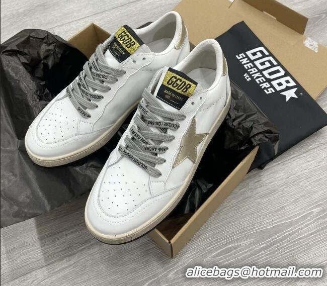 Stylish Golden Goose GGDB Leather Ball Star Sneakers White/Gold 052130