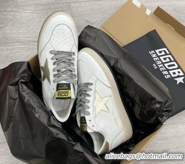 Stylish Golden Goose GGDB Leather Ball Star Sneakers White/Gold 052130