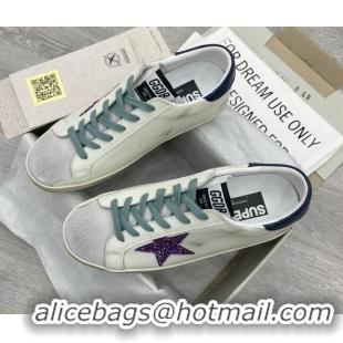 Grade Quality Golden Goose GGDB Super-Star Sneakers with Purple Glitter Star White 052140