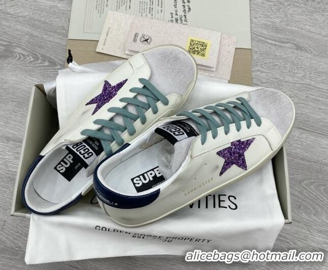 Grade Quality Golden Goose GGDB Super-Star Sneakers with Purple Glitter Star White 052140