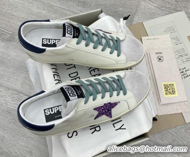 Grade Quality Golden Goose GGDB Super-Star Sneakers with Purple Glitter Star White 052140