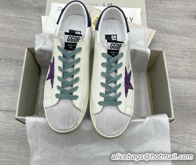 Grade Quality Golden Goose GGDB Super-Star Sneakers with Purple Glitter Star White 052140