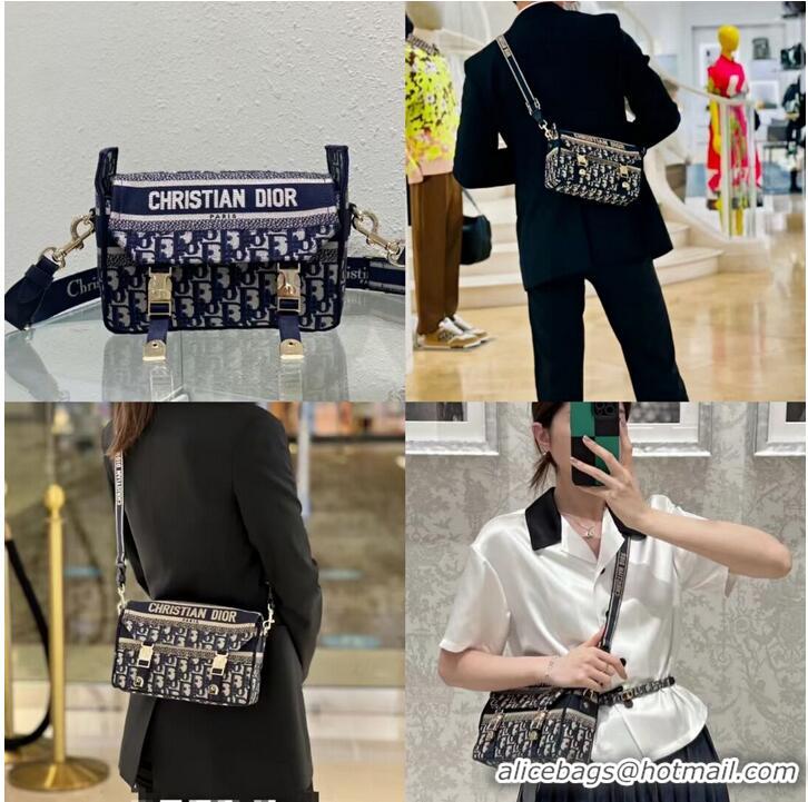 Promotional DIOR BOBBY BAG Embroidery C0803 dark blue