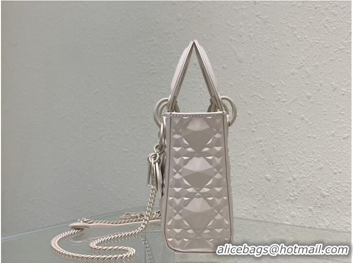 Free Shipping MINI LADY DIOR BAG Cannage Calfskin C2815 white