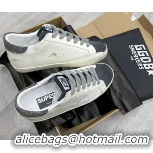 Perfect Golden Goose GGDB Super-Star Sneakers with Crystal Heel Tab White/Dark Grey 052146