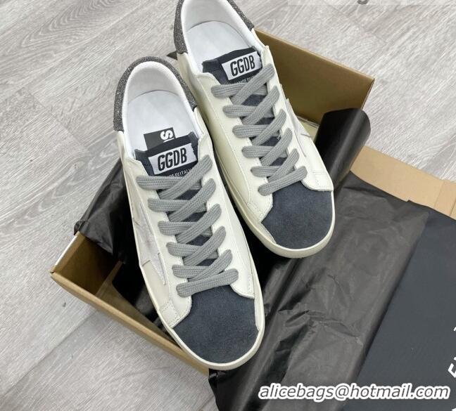 Perfect Golden Goose GGDB Super-Star Sneakers with Crystal Heel Tab White/Dark Grey 052146