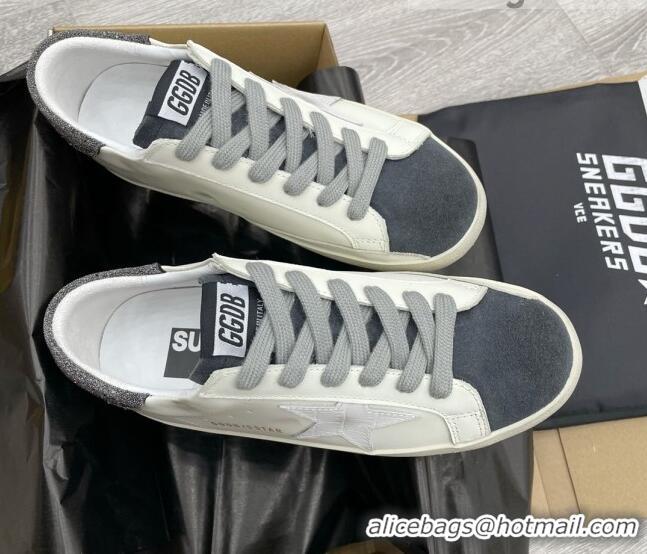 Perfect Golden Goose GGDB Super-Star Sneakers with Crystal Heel Tab White/Dark Grey 052146