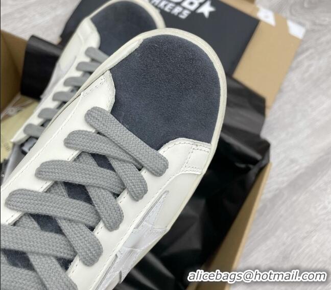 Perfect Golden Goose GGDB Super-Star Sneakers with Crystal Heel Tab White/Dark Grey 052146