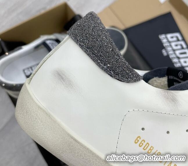 Perfect Golden Goose GGDB Super-Star Sneakers with Crystal Heel Tab White/Dark Grey 052146