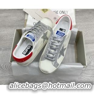 Low Cost Golden Goose GGDB Super-Star Sneakers White/Silver/Red 052148