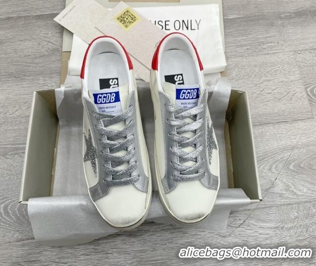 Low Cost Golden Goose GGDB Super-Star Sneakers White/Silver/Red 052148