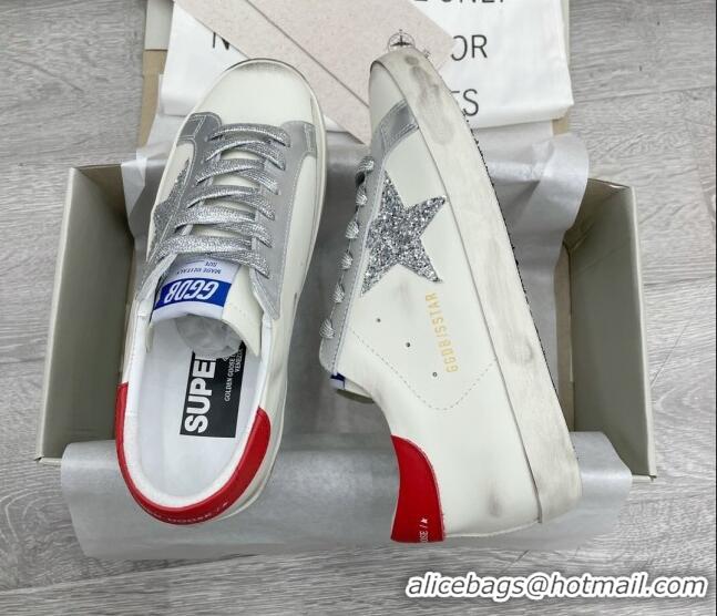 Low Cost Golden Goose GGDB Super-Star Sneakers White/Silver/Red 052148