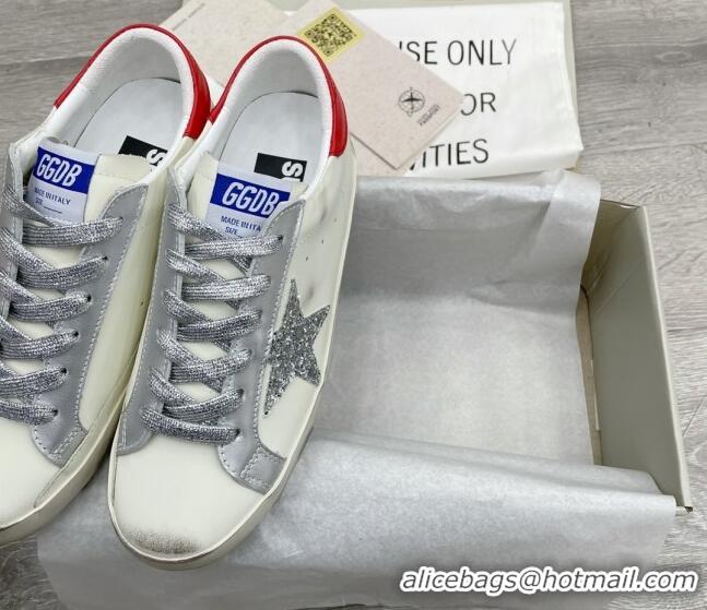 Low Cost Golden Goose GGDB Super-Star Sneakers White/Silver/Red 052148