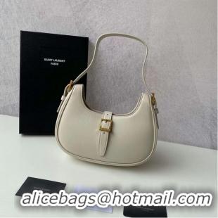 Top Quality Yves Saint Laurent LE FERMOIR HOBO BAG IN SHINY LEATHER 6726152 BLANC VINTAGE