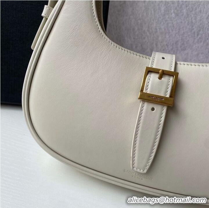 Top Quality Yves Saint Laurent LE FERMOIR HOBO BAG IN SHINY LEATHER 6726152 BLANC VINTAGE