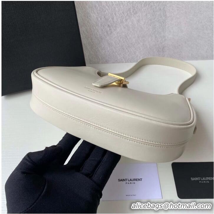 Top Quality Yves Saint Laurent LE FERMOIR HOBO BAG IN SHINY LEATHER 6726152 BLANC VINTAGE