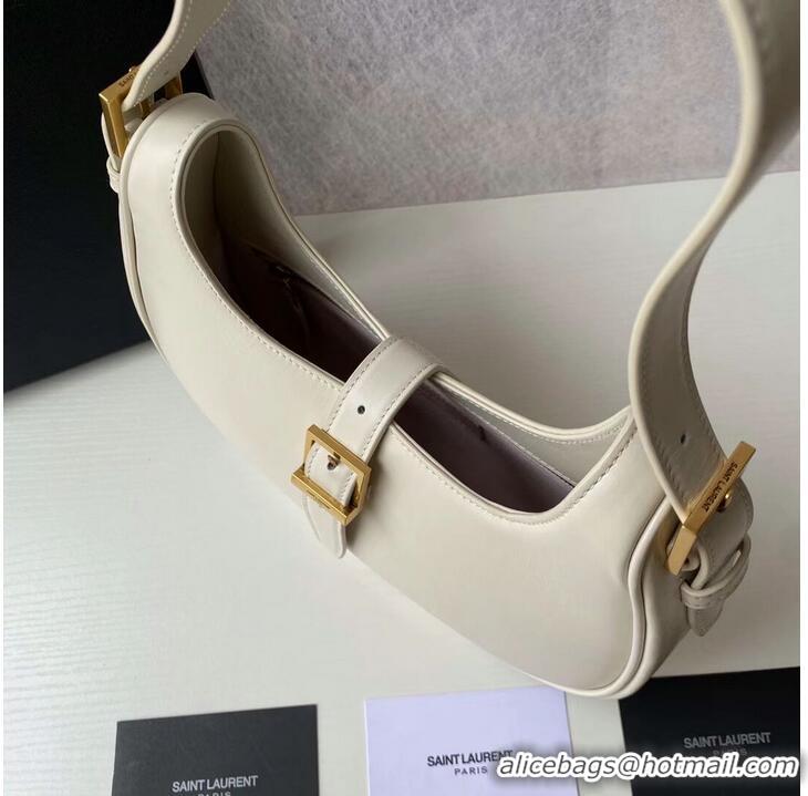 Top Quality Yves Saint Laurent LE FERMOIR HOBO BAG IN SHINY LEATHER 6726152 BLANC VINTAGE