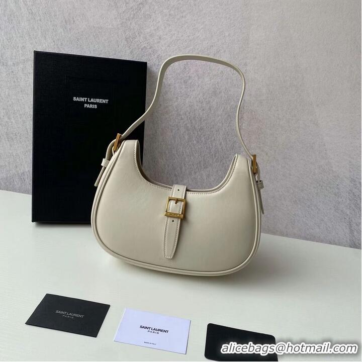 Top Quality Yves Saint Laurent LE FERMOIR HOBO BAG IN SHINY LEATHER 6726152 BLANC VINTAGE