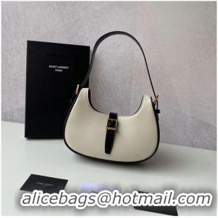 Top Quality Yves Saint Laurent LE FERMOIR HOBO BAG IN SHINY LEATHER 6726152 BLANC VINTAGE&black