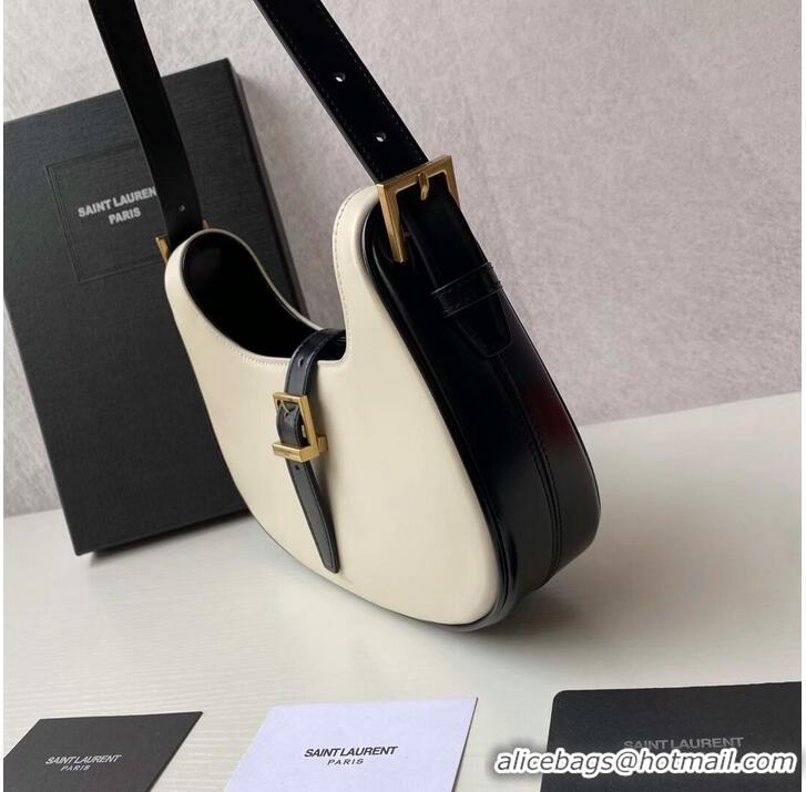 Top Quality Yves Saint Laurent LE FERMOIR HOBO BAG IN SHINY LEATHER 6726152 BLANC VINTAGE&black