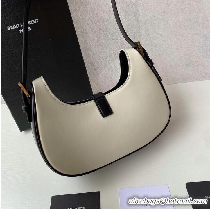 Top Quality Yves Saint Laurent LE FERMOIR HOBO BAG IN SHINY LEATHER 6726152 BLANC VINTAGE&black