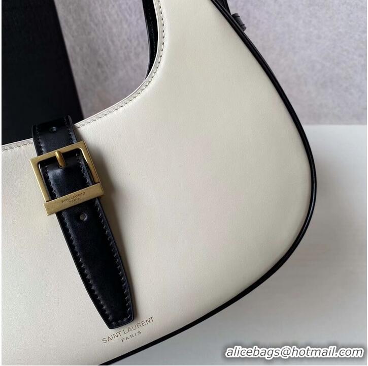 Top Quality Yves Saint Laurent LE FERMOIR HOBO BAG IN SHINY LEATHER 6726152 BLANC VINTAGE&black