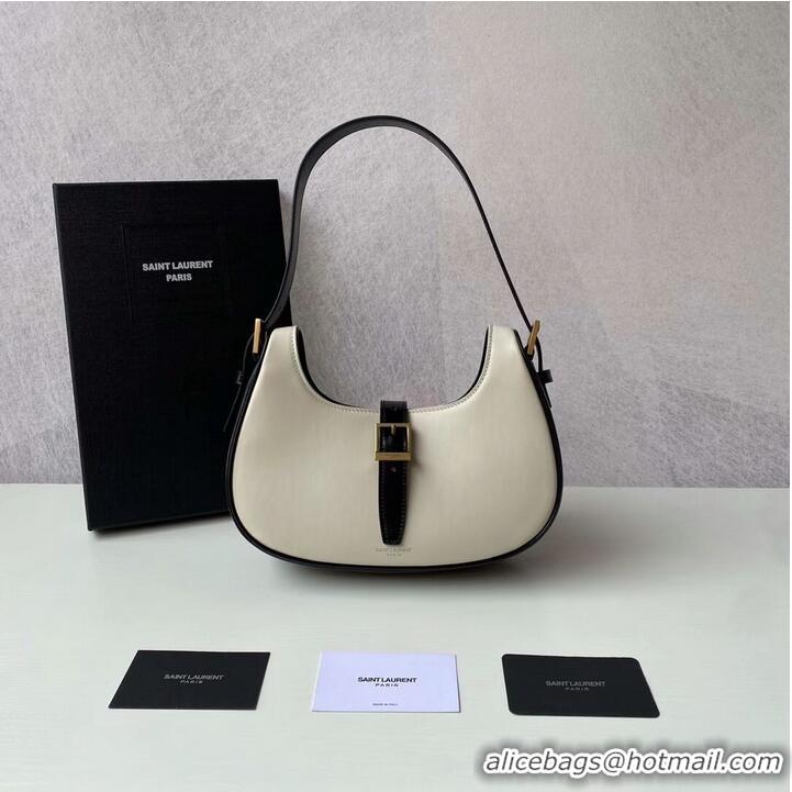 Top Quality Yves Saint Laurent LE FERMOIR HOBO BAG IN SHINY LEATHER 6726152 BLANC VINTAGE&black