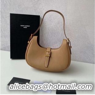 Buy Discount Yves Saint Laurent LE FERMOIR HOBO BAG IN SHINY LEATHER 6726152 BROWN GOLD